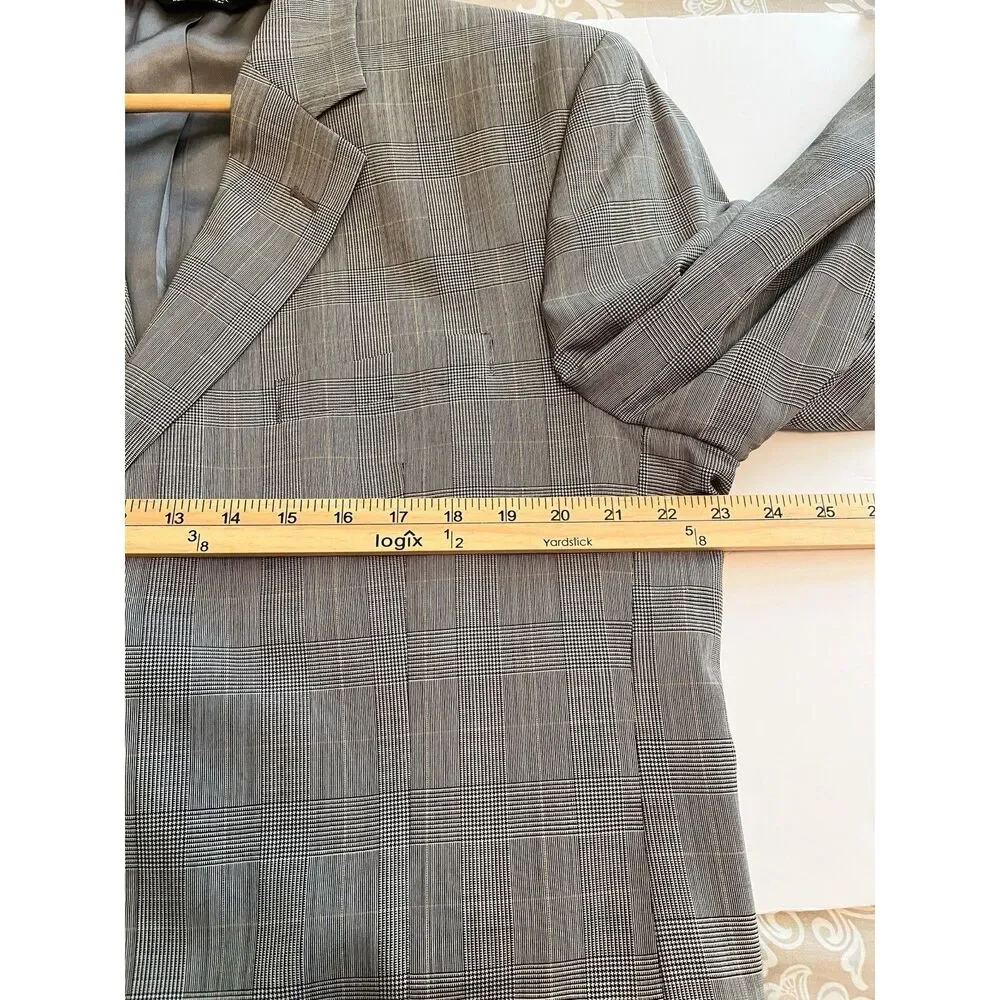 Jos. A Bank Men’s 46L Wool Grey Glen Plaid Blazer Jacket Coat